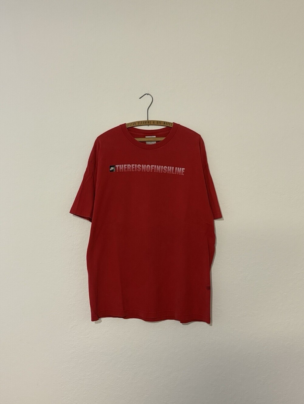Vintage 90s Grey Tag Nike “There Is No Finish Line” Red Shirt Size Men’s XL